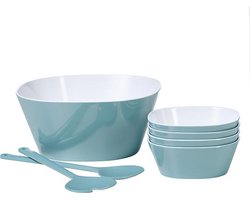 Mepal - salade Conix 6-delig – saladeschaal met saladebestek - Nordic green – serveerschalen – schaaltjes