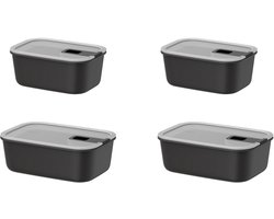 Mepal Vershouddoos 4 delig EasyClip - 2x 700 ml. 2x 1000 ml - Vershoudbakjes met schuifsluiting - Geschikt voor magnetron. stoomoven. koelkast en vriezer - Nordic black