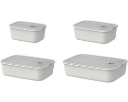 Mepal Vershouddoos 4 delig EasyClip - 700 ml. 1000 ml. 1500 ml. 2250 ml - Vershoudbakjes met schuifsluiting - Geschikt voor magnetron. stoomoven. koelkast en vriezer - Nordic white