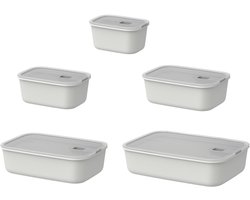 Mepal Vershouddoos 5 delig EasyClip - 450 ml. 700 ml. 1000 ml. 1500 ml. 2250 ml - Vershoudbakjes met schuifsluiting - Geschikt voor magnetron. stoomoven. koelkast en vriezer - Nordic white