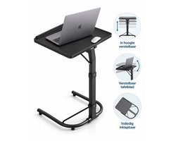 Merah® Inklapbaar Laptoptafel - Bedtafel Verstelbaar in Hoogte & Hoek - Banktafel - Ergonomisch - Zwart