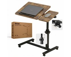 Merah® Laptoptafel - Bedtafel Verstelbaar in Hoogte & Hoek - Banktafel - Laptoptafel op wielen - Inklapbaar – Ergonomisch - Industrieel