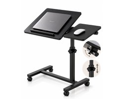 Merah® Laptoptafel - Bedtafel Verstelbaar in Hoogte & Hoek - Banktafel - Laptoptafel op wielen - Inklapbaar – Ergonomisch - Zwart