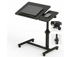 Merah® Laptoptafel - Bedtafel Verstelbaar in Hoogte & Hoek - Banktafel - Laptoptafel op wielen - Inklapbaar – Ergonomisch - Zwart
