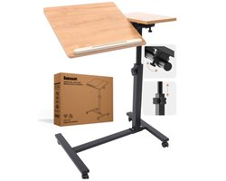 Merah® Laptoptafel en Bijzettafel op wielen – bedtafel – laptoptandaard – Naturel