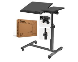 Merah® Laptoptafel en Bijzettafel op wielen – bedtafel – laptoptandaard – Zwart