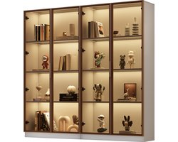 Merax 2-Delige Vitrinekast Set met LED Verlichting – 80 x 40 x 160 cm per Kast – Hoogglans met Glazen Deuren en Verstelbare Planken - Wit