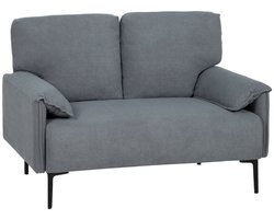 Merax 2 Zits Bank Grijs - Compacte Sofa Met Dikke Kussens - Zachte Stoffen Bekleding - Metalen Poten - Moderne Kleine Bank Voor Woonkamer Slaapkamer Of Kantoor - Belastbaar Tot 240 Kg - 127 X 72 X 84 Cm