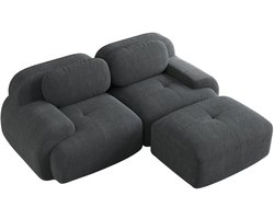Merax 208 cm Hoekbank – Modulair Corduroy Sofa – 2-Zits Bank Zonder Montage – Gebogen Armleuningen – Ergonomisch Design – Grijs
