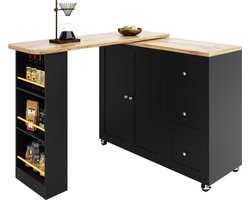 Merax 360° Verstelbare Bartafel – Zwart – Hoge Tafel met Opbergruimte
