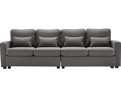 Merax 4-zits Bank – Donkergrijs Linnen – Bankstel met Hoge Rug en Zijvakken