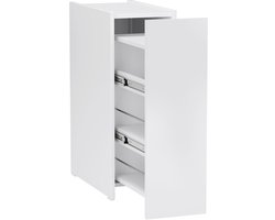 Merax Badkamerkast Wit Smalle Kast met Lade En Open Vakken Op Wieltjes Opbergkast Voor Kleine Ruimtes Badkamerkast Nissenkast 47x25x66.5 cm