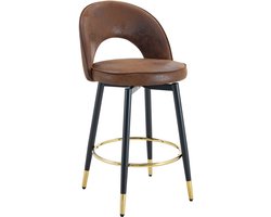 Merax Barstoelen - Set van 2 - 360° Draaibare Barkrukken - Bruin Technologiestof met Comfortabele Zitting - Moderne Hoge Stoelen met Metalen Frame en Voetsteun voor Bar Keuken en Eetkamer