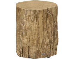 Merax Bijzettafel Boomstam Look – Rond Tafeltje van Beton met Verstelbare Poten – Ø37x43 cm – Waterdicht
