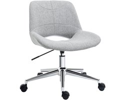 Merax Bureaustoel Zonder Armleuningen - Ergonomische Draaistoel Verstelbaar - Compacte Kantoorstoel met Wielen voor Bureau en Thuiswerkplek - Lichtgrijs