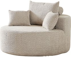 Merax Chenille Fauteuil Zonder Montage - Oversized Cuddle Chair - Zacht En Luxe - Met Rugkussen En Rolkussen - Voor Woonkamer Slaapkamer Lounge - Khaki