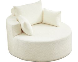 Merax Chenille Lounge Fauteuil - Moderne Slaapstoel - Boneless Cloud Chair - Fluweel Look - Beige