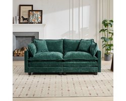 Merax Cloud Loveseat Bank - Chenille Bekleding - Dubbel Gevoerde Zitkussens - Modulair - Inclusief Rugkussens - Groen