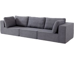 Merax Cloud Modulaire Bank 3 Zits Met Opbergruimte – Diepe Zitting – Gecertificeerd Schuim – Fluwelen Stof Grijs – Eenvoudige Montage