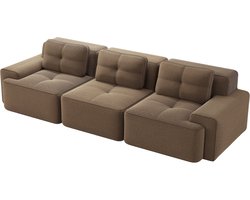 Merax Cloudbank 3-Zits - Bruine Ribstof Bank 293 cm - Modulaire Loungebank met Diepe Zitting - Frameloze Sofa - Antislip Onderzijde - Geen Montage Nodig