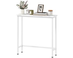 Merax Consoletafel Smal 75 cm – Moderne Sidetable met Marmerlook Blad en Metalen Frame – Witte Haltafel voor Gang en Woonkamer