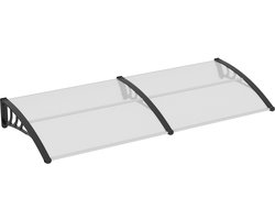 Merax Deurluifel 75x195x23 cm – Pultvordach Aluminium & Polycarbonaat – Transparante Overkapping Voor Voordeur - Zonwering & Regenscherm