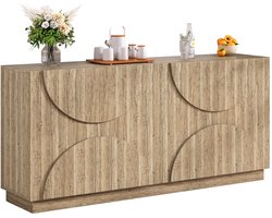 Merax Dressoir 160x40x80 cm – Houtlook Bruin – Soft-Close Deuren en Planken