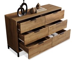 Merax Dressoir - Ladekast in Donker Eiken Bruin - 120 x 40 x 76 cm - Industriele Kast voor Slaapkamer en Woonruimte