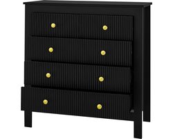 Merax Dressoir met 5 Lades – Moderne Opbergkast met Gouden Handgrepen - Zwart - Veelzijdig Gebruik voor Woonkamer - Hal of Slaapkamer