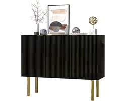 Merax Dressoir met Verstelbare Planken en Gouden Metalen Poten – Moderne Opbergkast – Luxe Buffetkast – Zwart