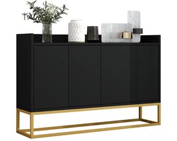 Merax Dressoir Zwart – Sideboard met 4 Deuren en Opbergruimte – 120x30x80 cm – Greeploos