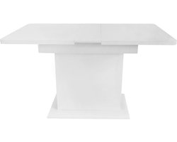 Merax Eetkamer Set met Uitschuifbare Eettafel en 4 Stoelen – Sherpa Bekleding - Stoel met 4 Metalen Poten - Eettafel met Opbergruimte - Wit
