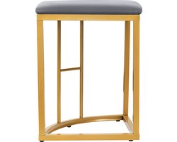Merax Eetkamerset (6-delig) – Eettafel met 4 Kleine Hockers en 2 Grote Hockers - Moderne Witte MDF Tafel met Gouden Staalframe - 140×70×76 cm - Belastbaar tot 120 kg