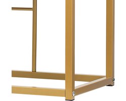 Merax Eetkamerset – Eettafel met 4 Kleine en 2 Grote Krukken - Moderne MDF Tafelblad met Stalen Frame - Wit met Goud en Grijs