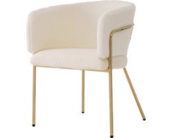 Merax eetkamerstoel fluweel beige - zachte loungestoel met metalen poten - moderne stoel voor slaapkamer woonkamer of kaptafel