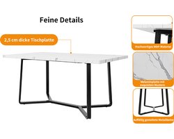 Merax Eettafel Set 5 Delig Eettafel Met 4 Fluwelen Stoelen Marmerlook Zwart Grijs