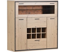 Merax elegante wijnkast – sideboard met dubbele deuren, glazen legplank en LED-verlichting – ideale opbergruimte voor wijn en accessoires