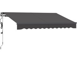 Merax Elektrische Balkonmarkies 300 cm Donkergrijs Met Handmatige Kurbel Verstelbare Uitval Zonnescherm UV Bescherming Wandmontage Voor Terras Balkon