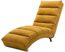 Merax Elektrische Massage Chaise Longue – Relaxstoel met 5 Vibratiemodi – Ergonomische Massagestoel – Relaxfauteuil met Afstandsbediening en Zijvak - Geel