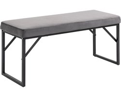 Merax Fluwelen Zitbank Met Zwarte Metalen Poten – Donkergrijs – 100 x 35 x 47 cm – Slaapkamer Woonkamer Halbank