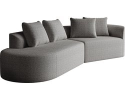 Merax Grote Hoekbank Met Diepe Zitting En Chenille Bekleding – 4-Zits Modulaire Bank Met 4 Sierkussens – Lichtgrijs