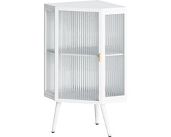 Merax Hoekkast met Gehard Glazen Deur en Verstelbare Plank – Geschikt voor Badkamer - Woonkamer of Slaapkamer – Wit