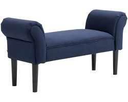 Merax HOMCOM Blauw Zitbankje – Gestoffeerde Polsterbank met Houten Poten – Bankje voor Slaapkamer of Hal – 102x36x51 cm – Tot 130 kg