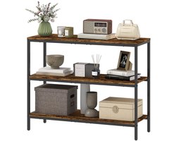 Merax Industriële Sidetable - Konsolentafel met 3 Planken - Smalle Haltafel - Houten Look en Metalen Frame - 101x35x80 cm