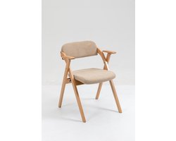 Merax Inklapbare Stoelen met Armleuning - Set van 2 - Houten Opvouwbare Eetkamerstoelen met Gestoffeerde Zitting - Stapelbaar Compact en Comfortabel - Khaki