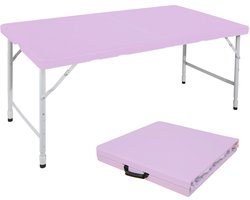 Merax Inklapbare Tafel 125 cm - Draagbare Opvouwbare Tafel met Handvat - Verstelbare Hoogte - Opklapbare Campingtafel en Partytent Tafel - Tot 135 kg - Paars