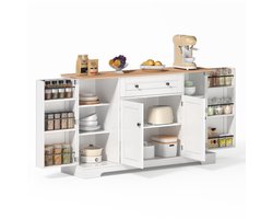 Merax Keukenbuffetkast 138 cm Modern Sideboard Met Lade Deuren En Verstelbare Planken Voor Keuken Woonkamer Of Slaapkamer