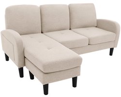Merax L-vormige Hoekbank met Chaiselongue – 3-zits Bankstel – Modulaire Opstelling Links of Rechts – Beige