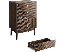 Merax Ladekast 60x40x90cm met 4 Lades - Moderne Opbergkast - Walnoot Bruin