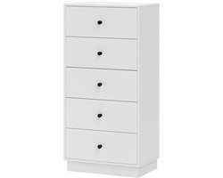 Merax Ladekast Met 5 Lades – Smalle Opbergkast Voor Slaapkamer - Hal En Woonkamer – Wit – 47x29x95 cm